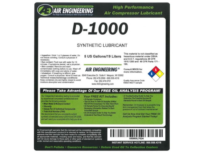 Air Engineering D-1000-5 Lubricant